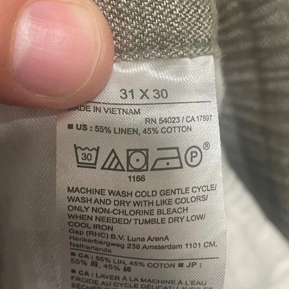 Banana Republic Mason Athletic Tapered Linen Cotton Pants Mens 31x30 Olive Brown